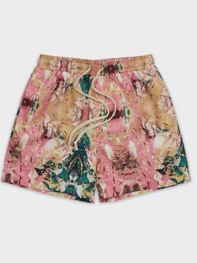 Reason Pink Multi Abstract Print Swim Shorts